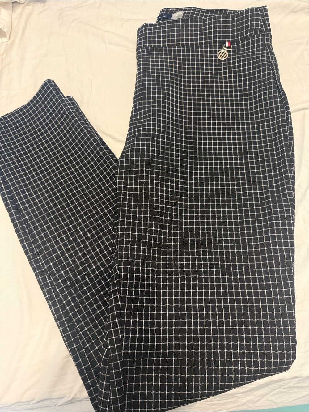 Tommy Hilfiger Black & White Windowpane Straight Leg Pants